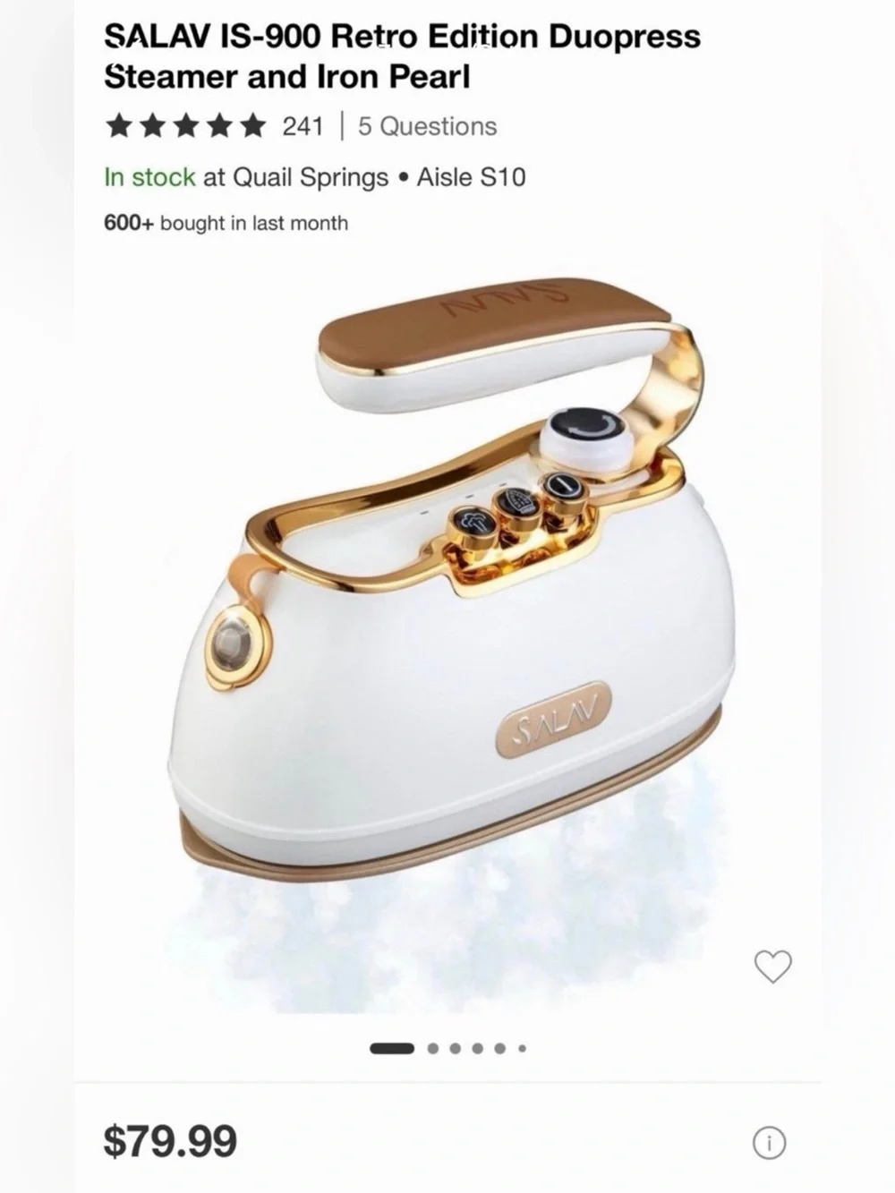 Salas IS-900 Retro Edition Duopress Steamer and Iron Pearl